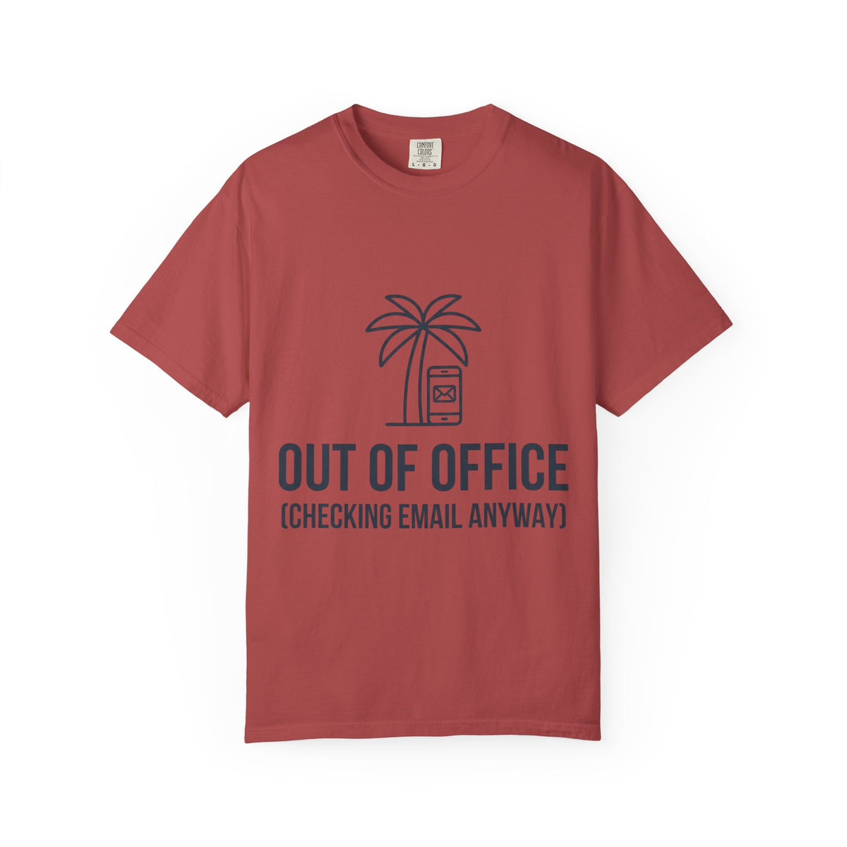 Color: Crimson | Out of Office Unisex Garment-Dyed Tee