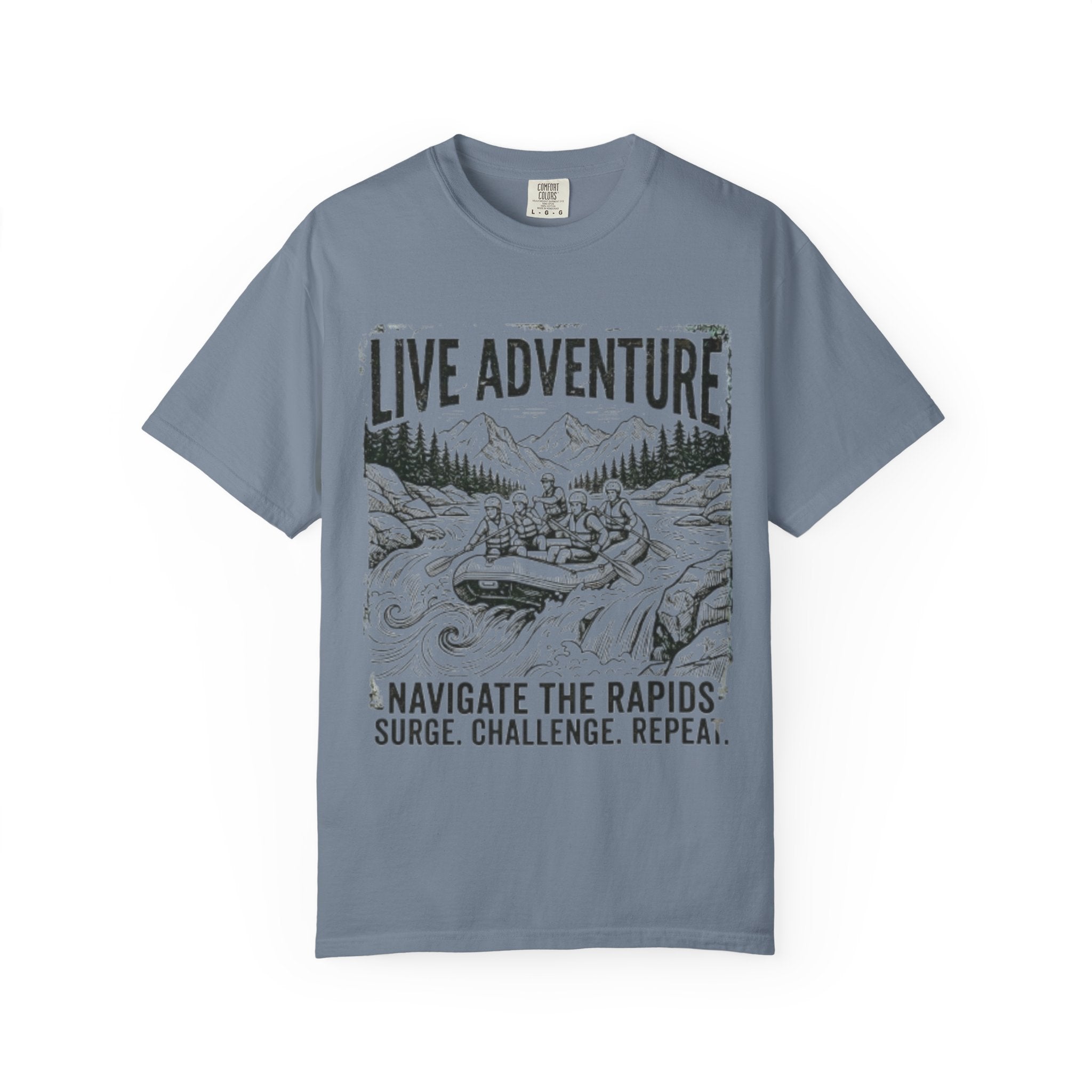 "Live Adventure - Rafting" Unisex Garment-Dyed Tee