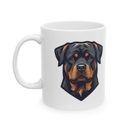 "Rottweiler Rulers Confident Powerful" White Ceramic Mug — Graphic