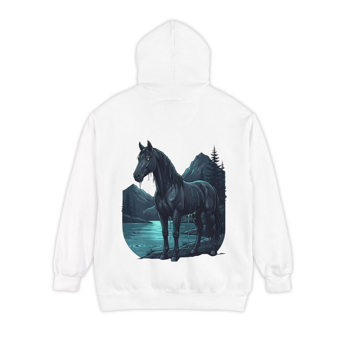 Color: White | Kelpie (Scottish Folklore) Garment-Dyed Hoodie
