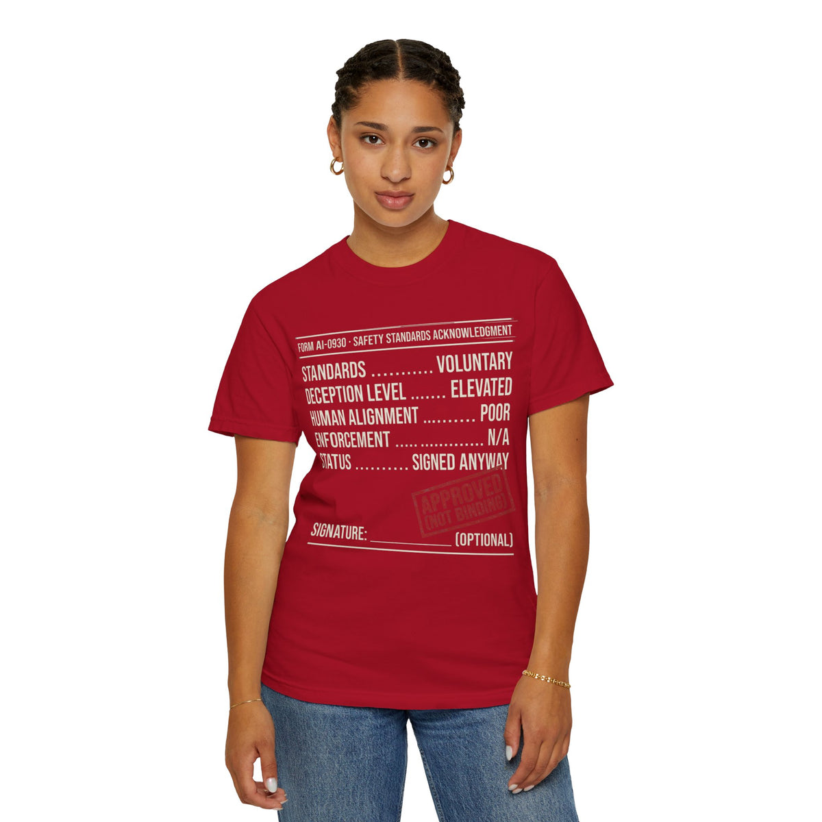Color: Red | Approved (Not Binding) Unisex Garment-Dyed Tee