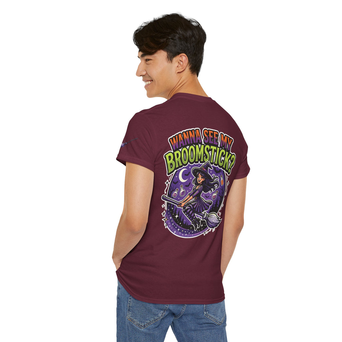 Color: Maroon | Wanna See My Broomstick Premium Graphic Tee