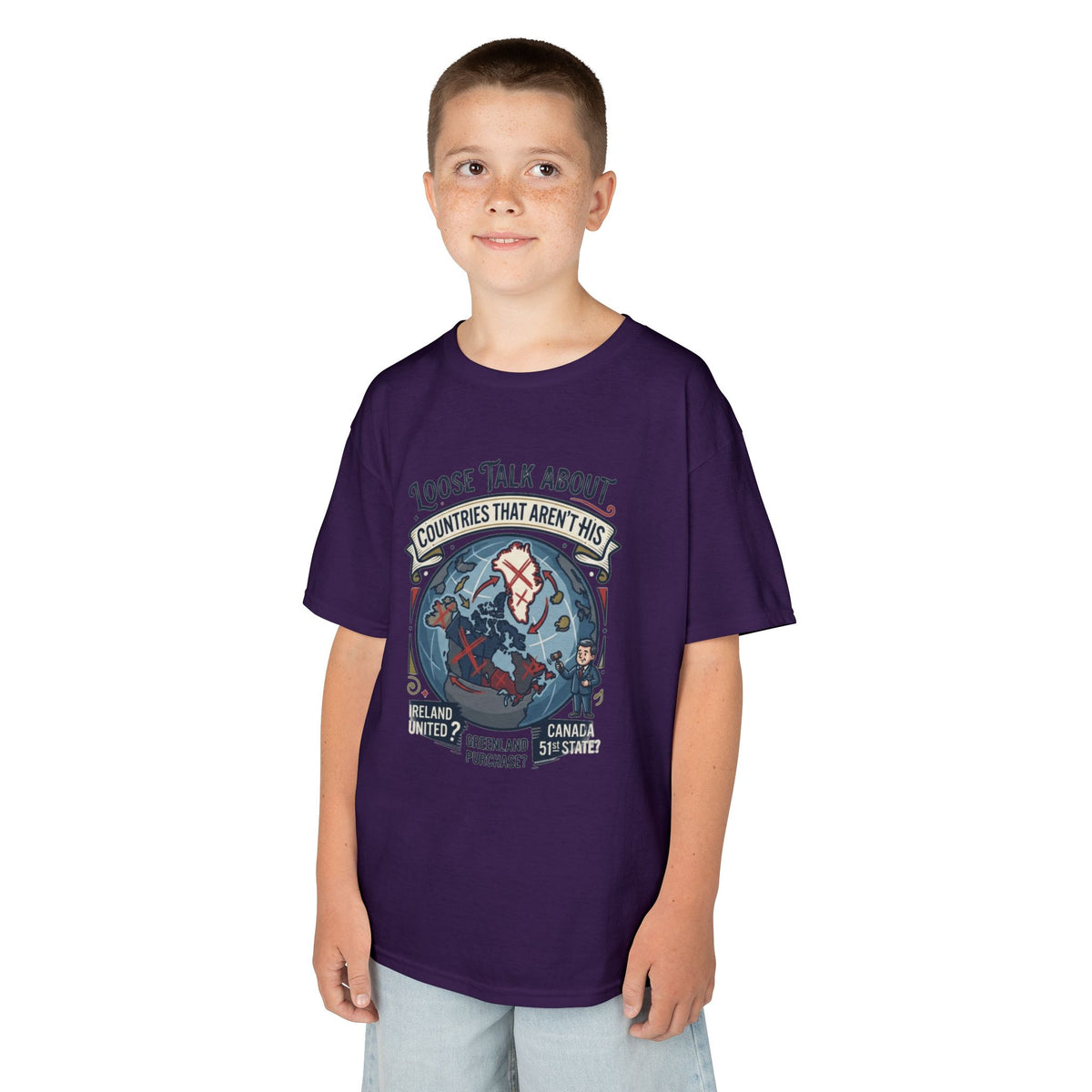 Color: Purple | Loose Talk About Countries That Aren't His Kids Tee