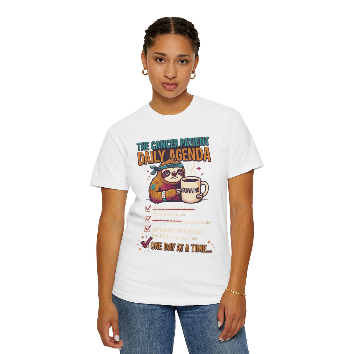 "Cancer One Day At A Time" Unisex Garment-Dyed Tee