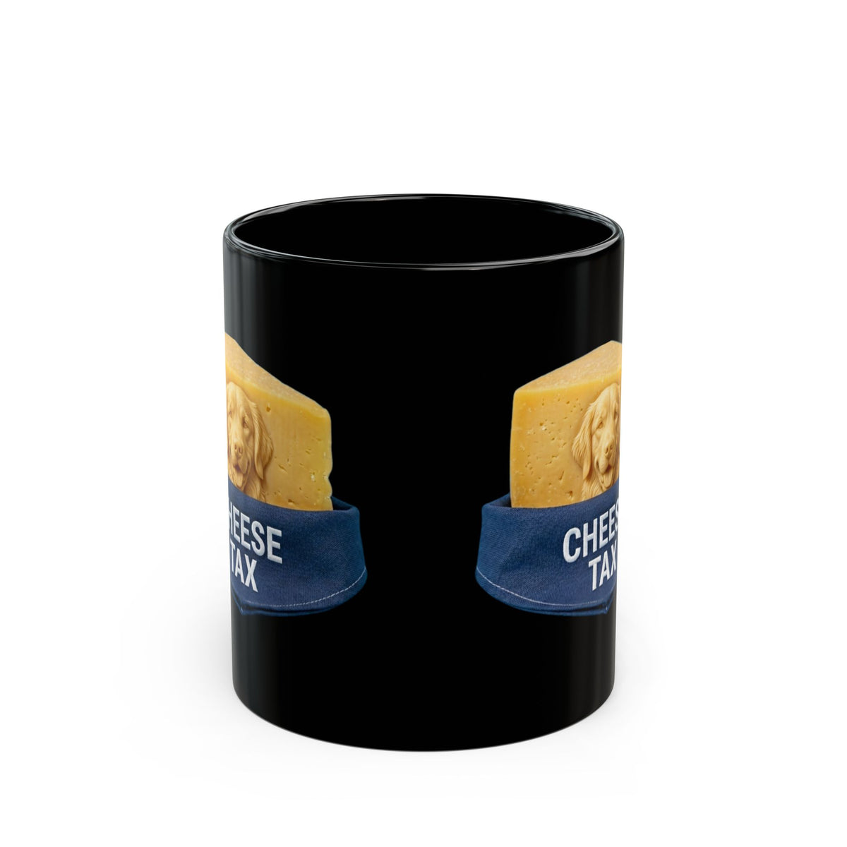 "Cheese Tax" Black Ceramic Mug — Graphic