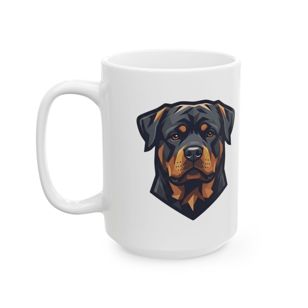 "Rottweiler Rulers Confident Powerful" White Ceramic Mug — Graphic