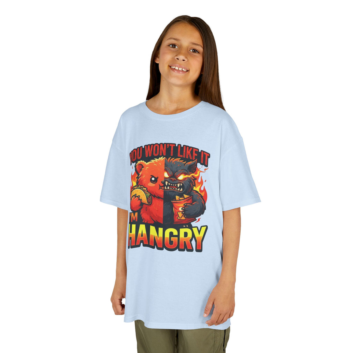 Color: Light Blue | You Won't Like It I'm Hangry Kids Tee