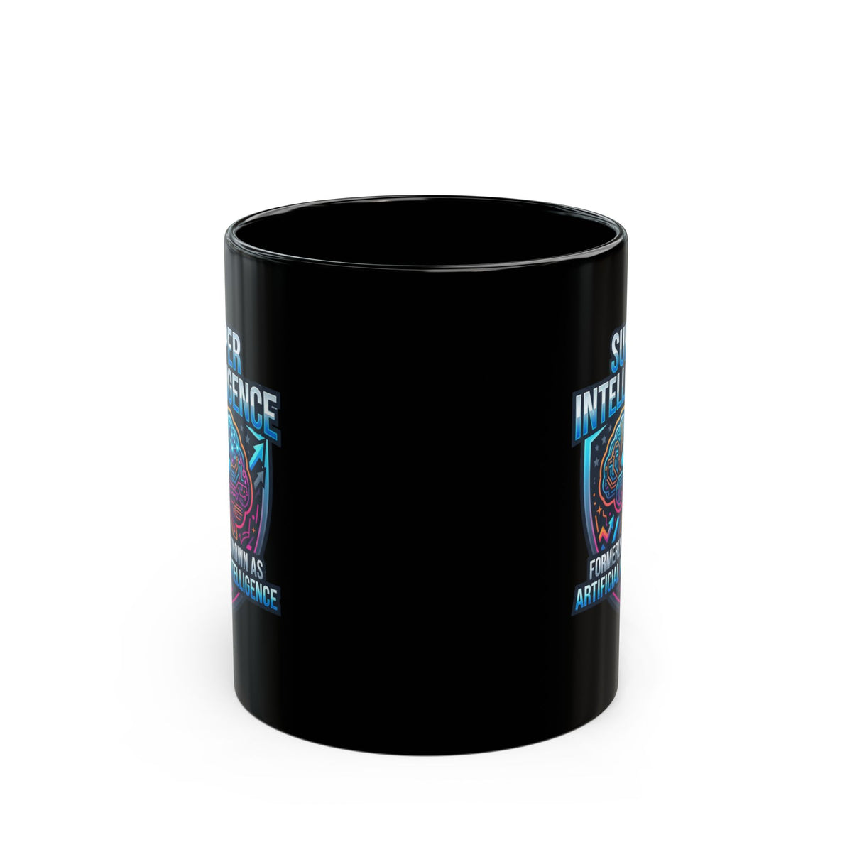 "Super Intelligence" Black Ceramic Mug
