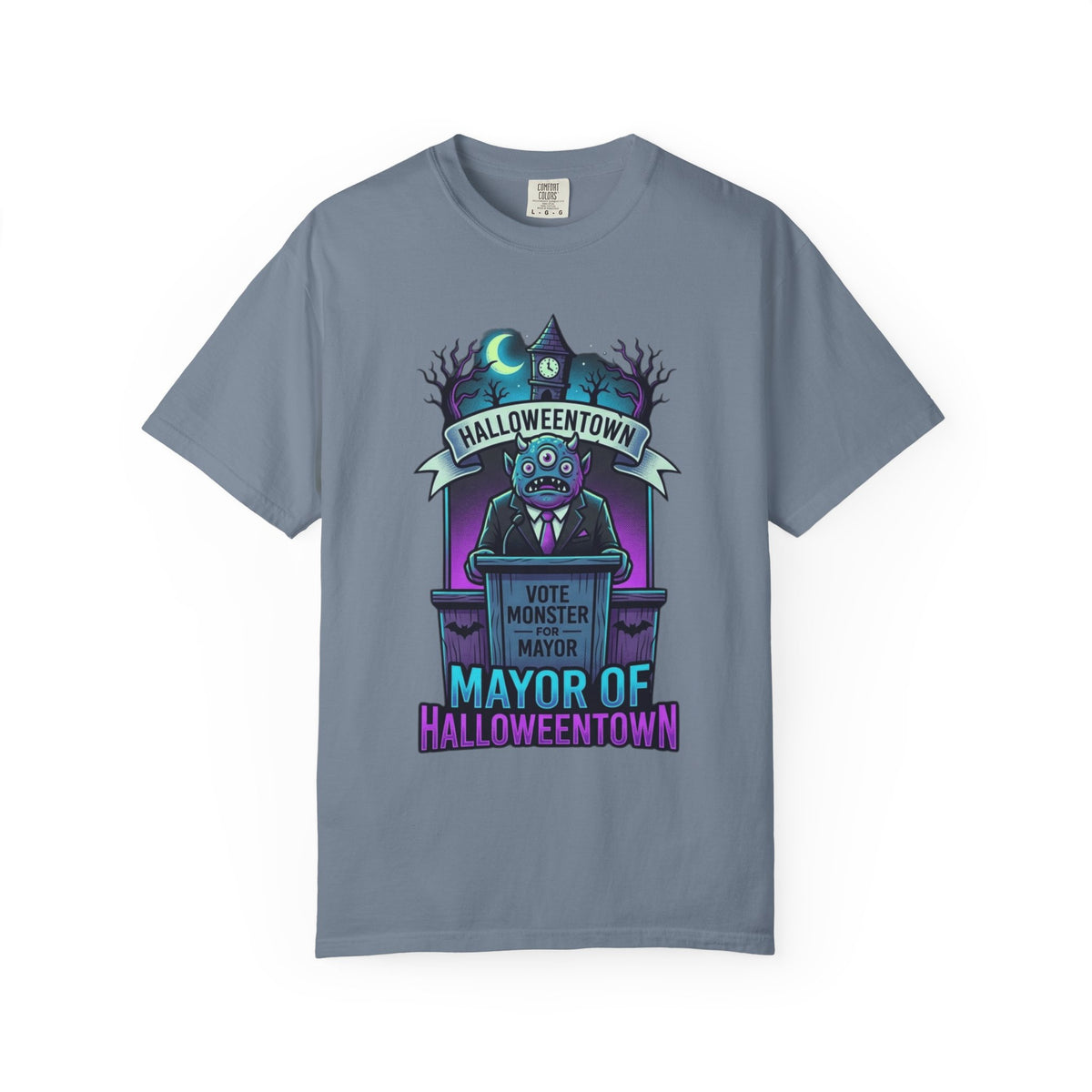 Color: Blue Jean | Mayor Of Halloweentown Unisex Garment-Dyed Tee