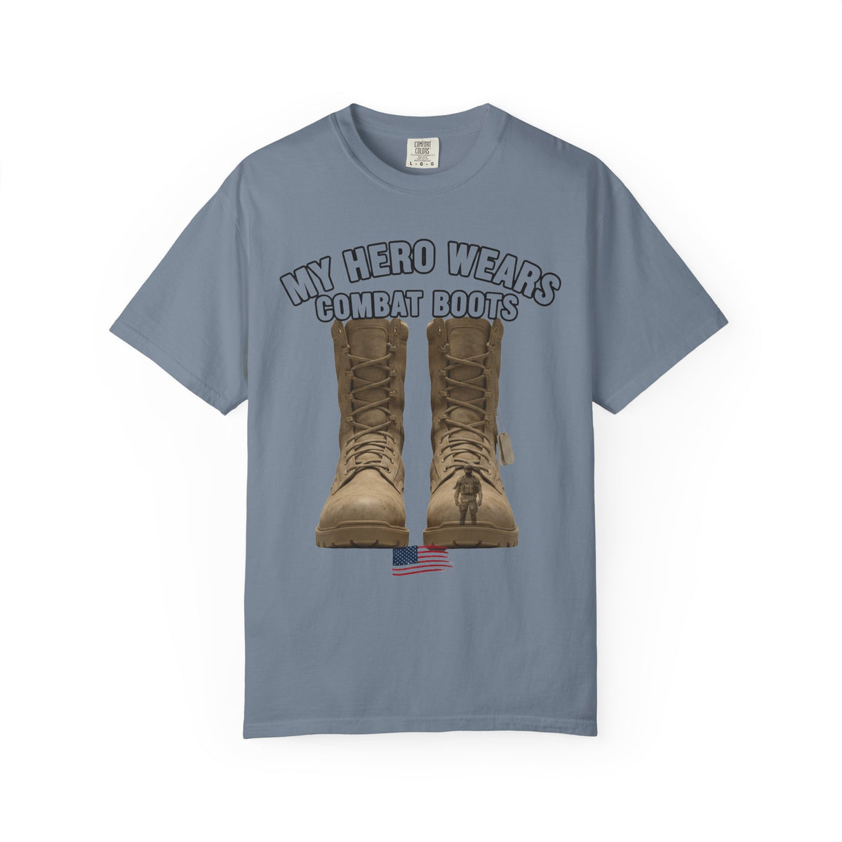Color: Blue Jean | My Hero Wears Combat Boots Unisex Garment-Dyed T-shirt