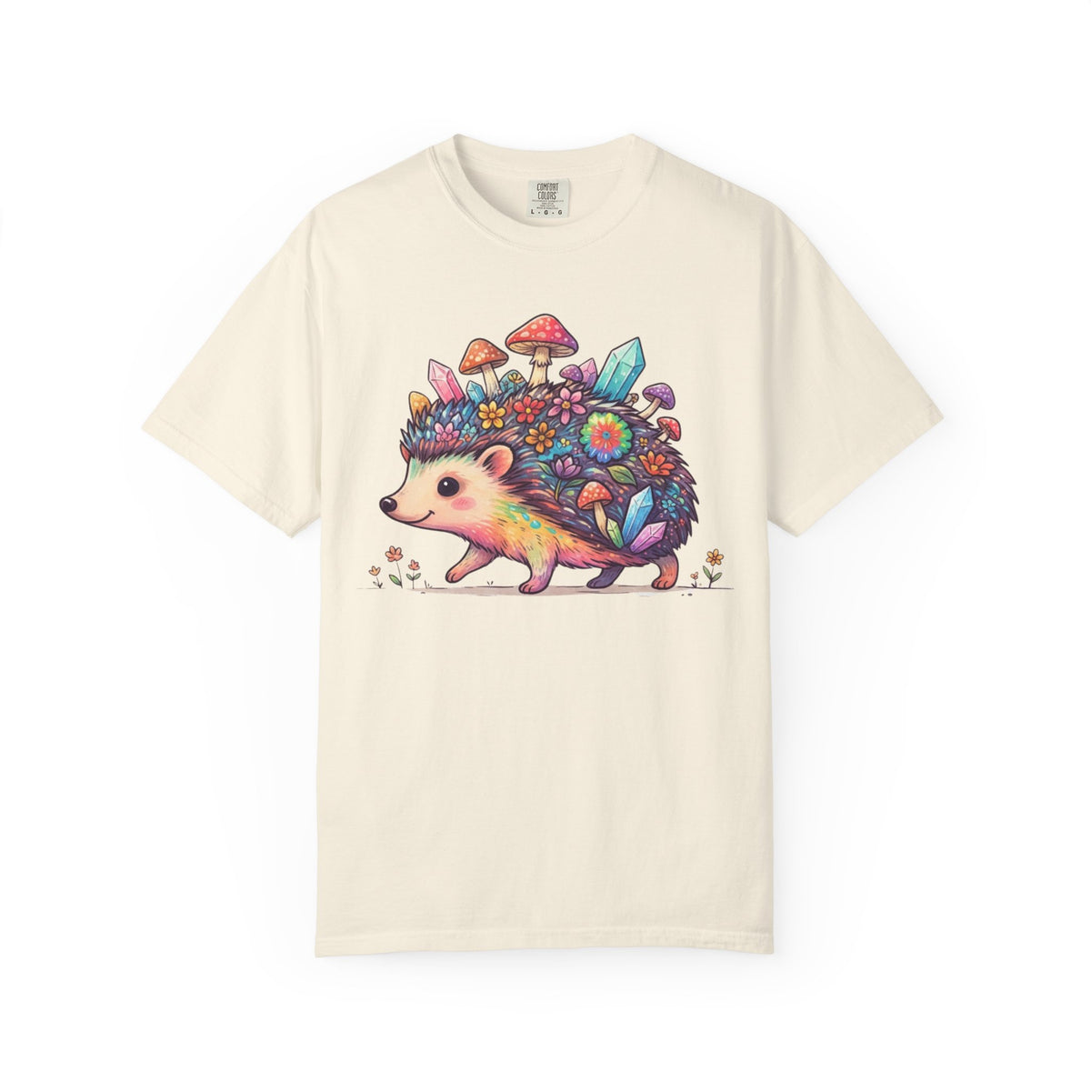 Color: Ivory | Hippy Hedgehog Unisex Garment-Dyed Tee