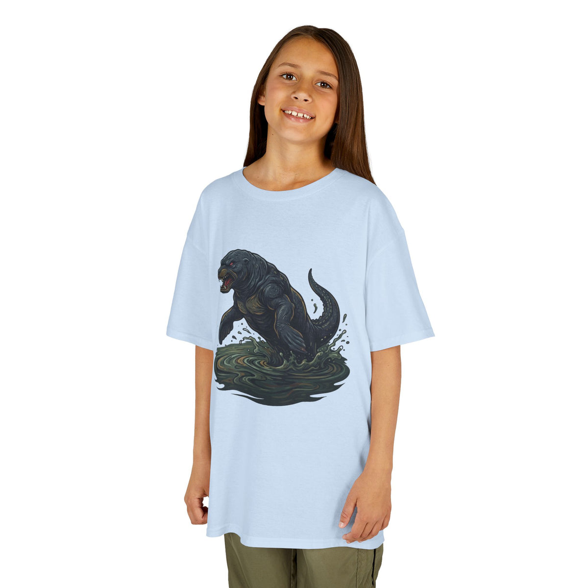 Color: Light Blue | Bunyip (Australian Aboriginal Mythology) Kids Tee