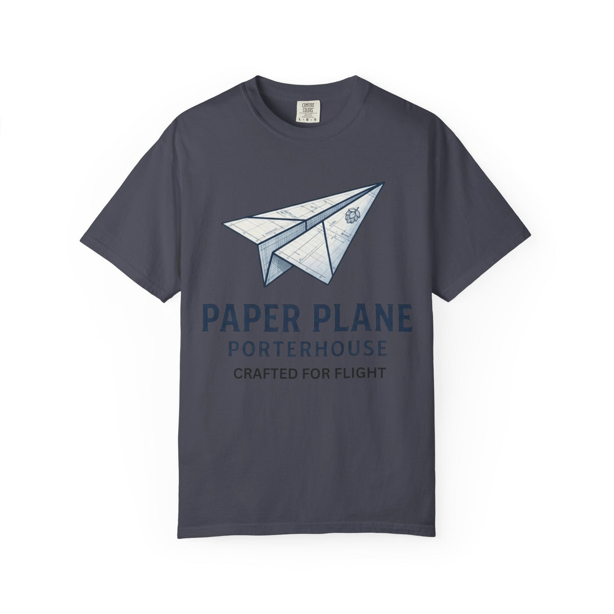 Color: Navy | Paper Plane Porterhouse Unisex Garment-Dyed Tee
