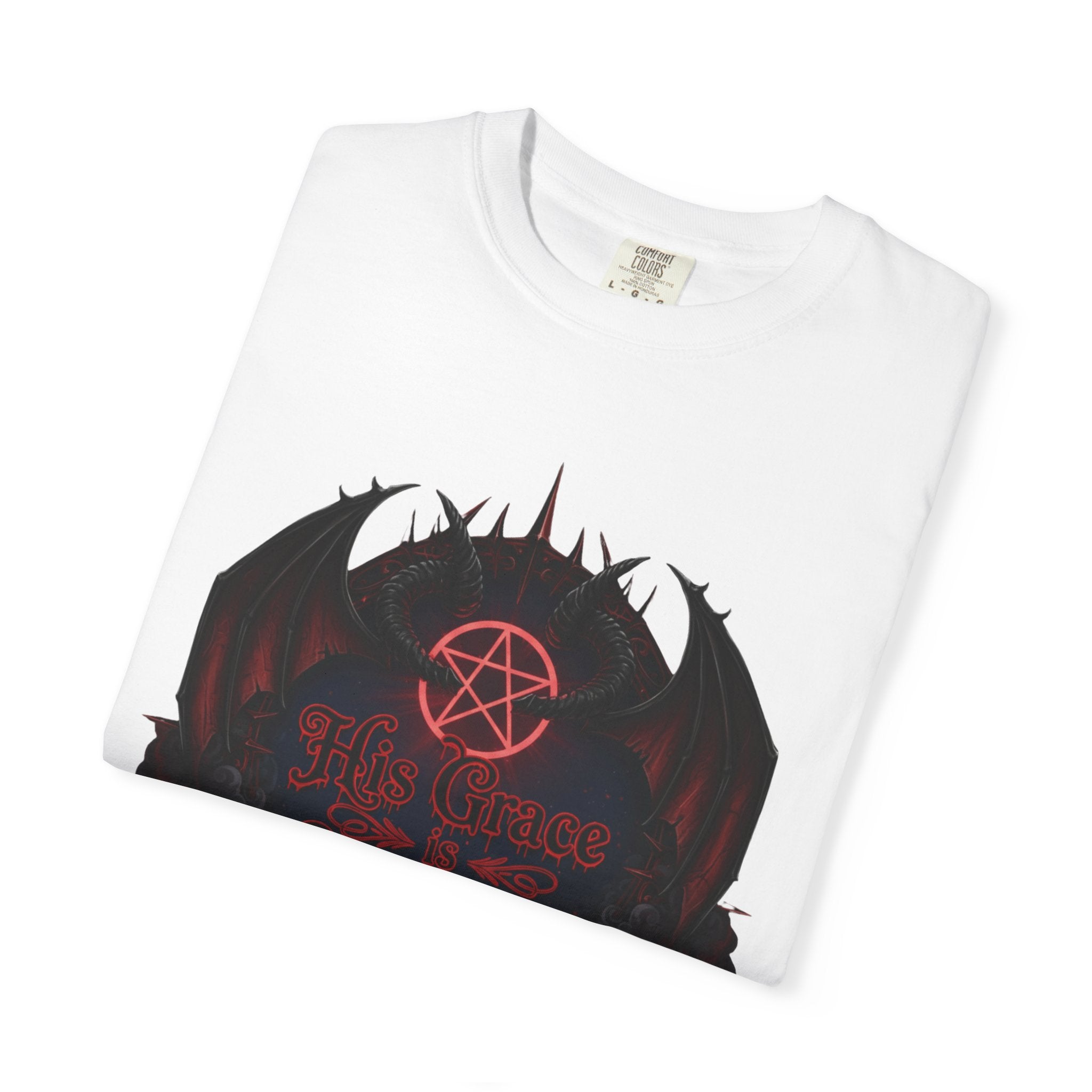 "His Grace is Sufficient Gothic T-Shirt" Unisex Garment-Dyed T-shirt