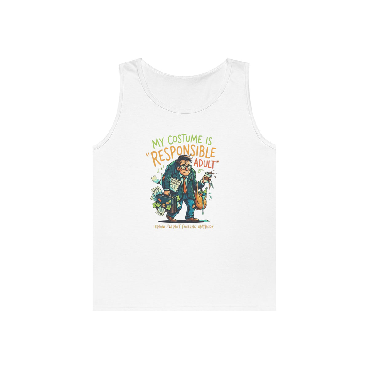 Color: White | Responsible Adult Costume Tank Top