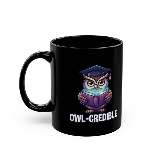 "Owl Credible" Black Ceramic Mug
