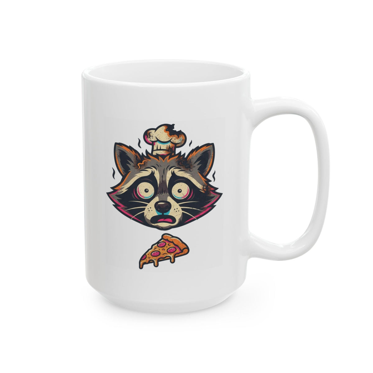"Frozen Pizza in a Hot Oven" White Ceramic Mug — Graphic