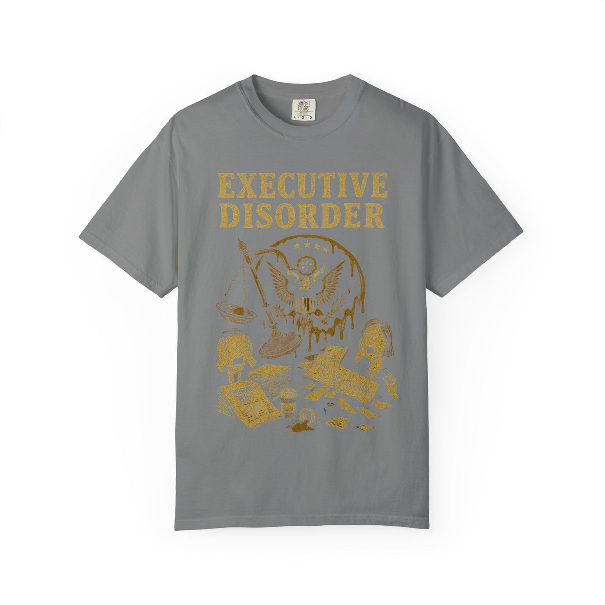 Color: Grey | Executive Disorder Unisex Garment-Dyed T-shirt
