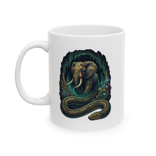 "Grootslang (South African Mythology)" White Ceramic Mug