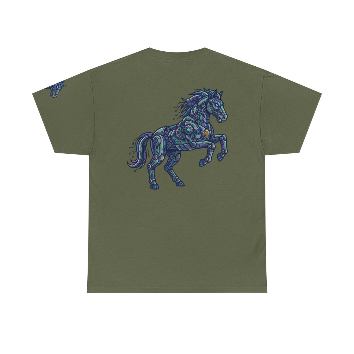 Color: Military Green | Cyber Mustang Premium Graphic Tee