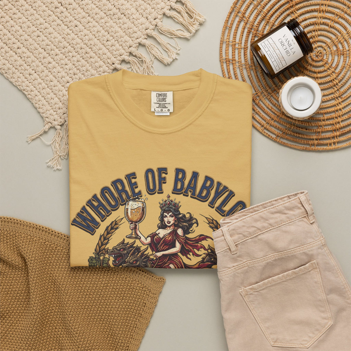 "Good Book Series Whore of Babylon" Unisex Garment-Dyed Tee