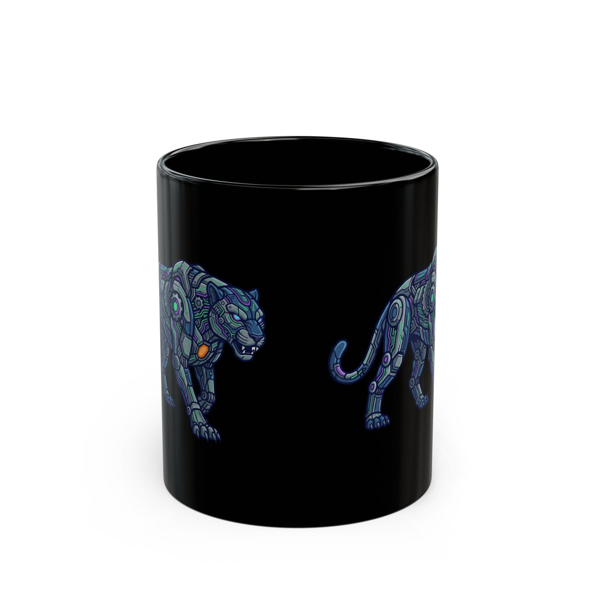 "Cyber Panther" Black Ceramic Mug