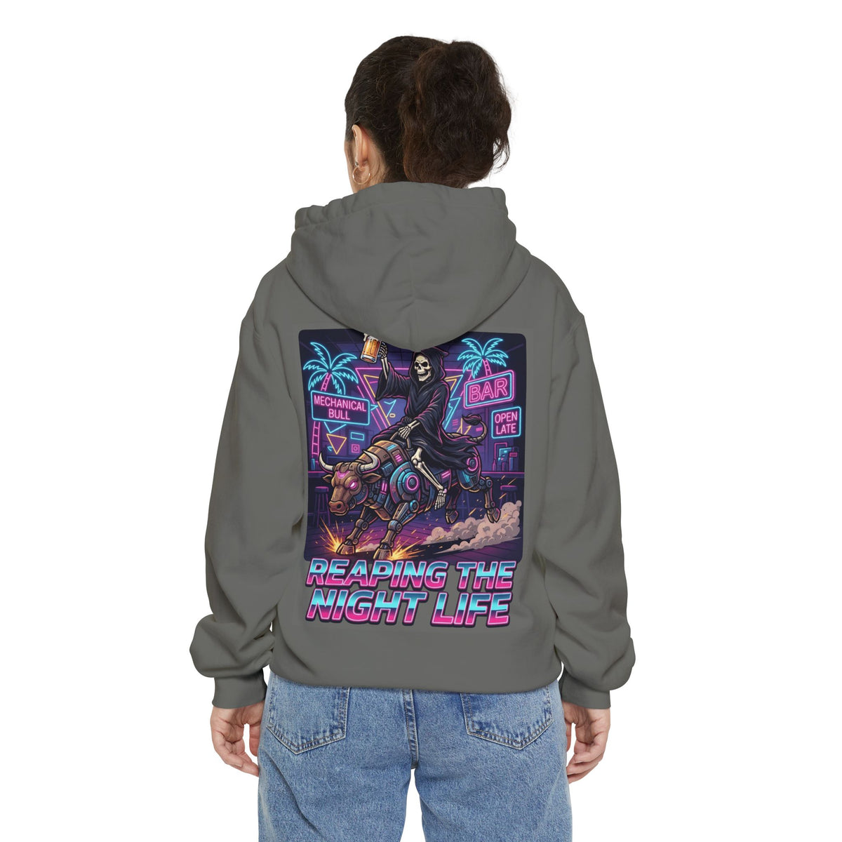 Color: Grey | Reaping the Night Life Garment-Dyed Hoodie