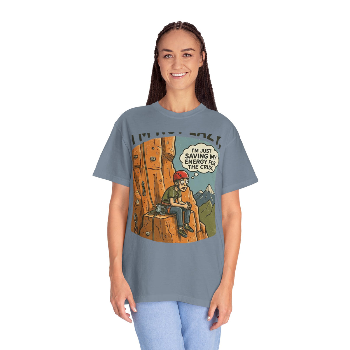 Color: Blue Jean | Saving Energy for the Crux Unisex Garment-Dyed Tee