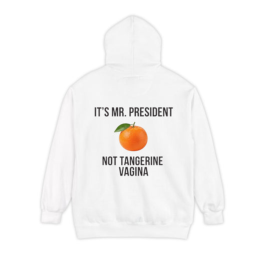 Color: White | Tangerine Vagina Garment-Dyed Hoodie