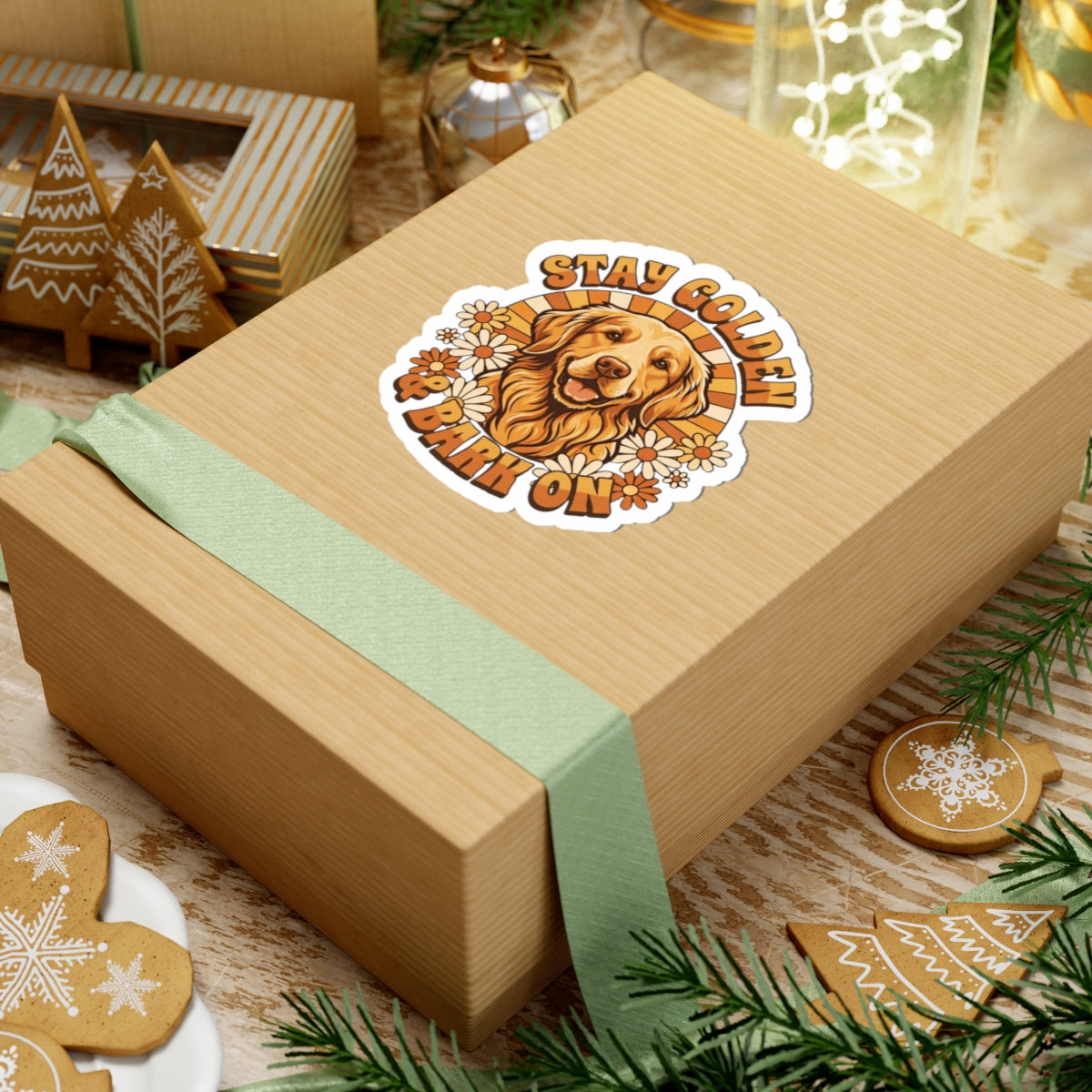 "Stay Golden & Bark On" Sticker — Main