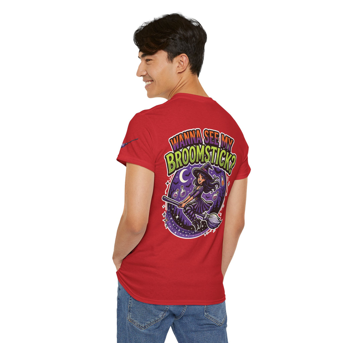 Color: Red | Wanna See My Broomstick Premium Graphic Tee