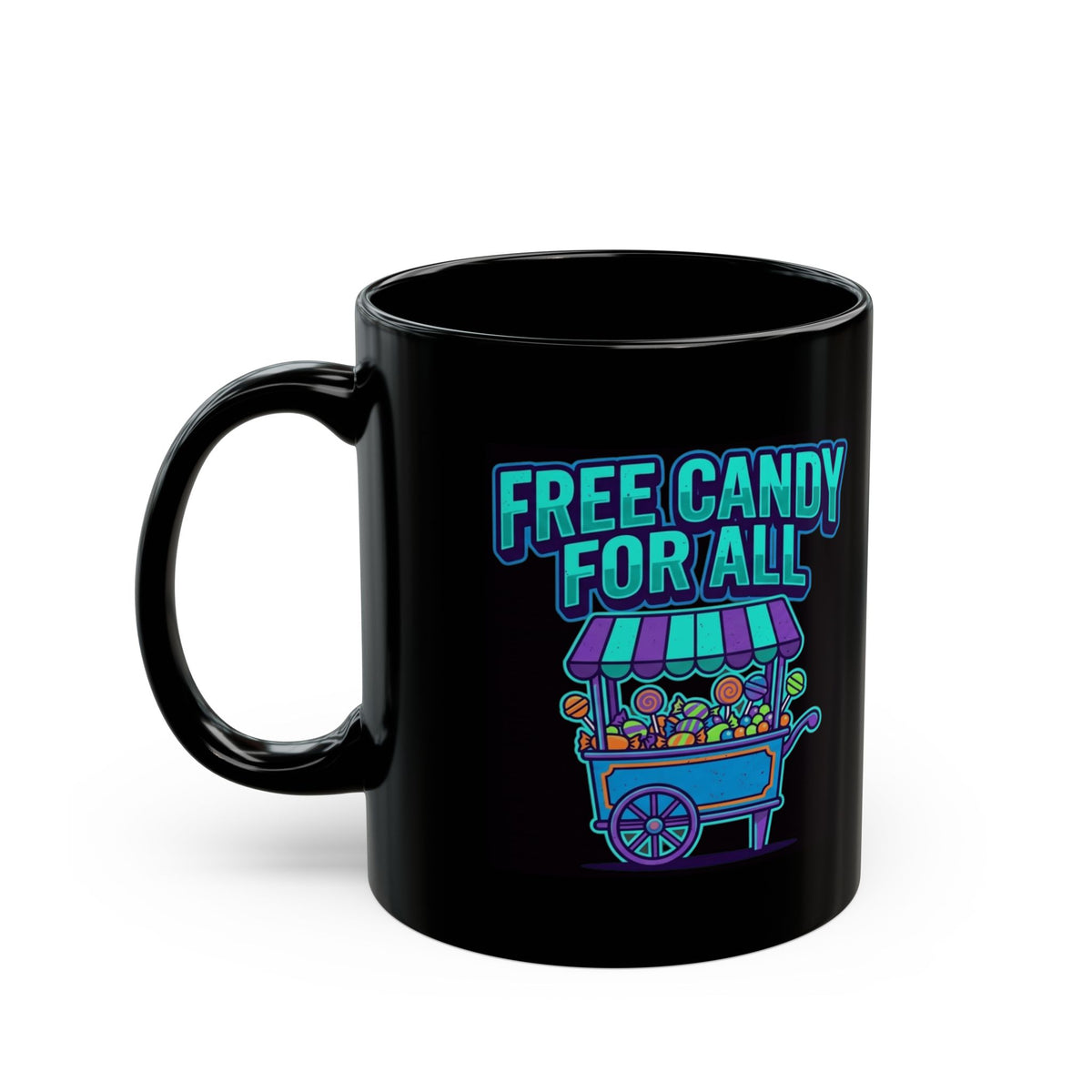 "Free Candy For All" Black Ceramic Mug