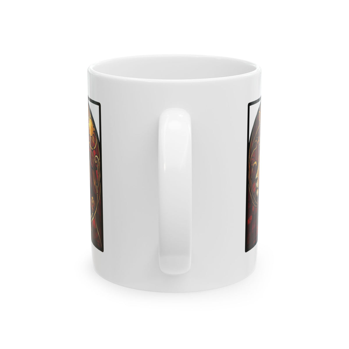 "Stained Glass Sign LEO" White Ceramic Mug — Graphic