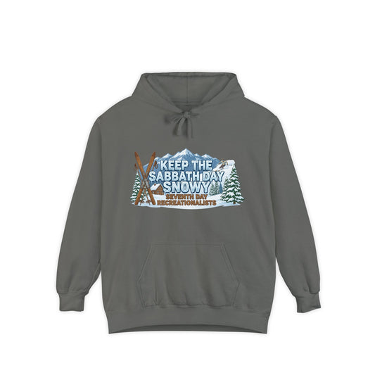 Ski Sabbath: My Church Has Powder | Garment-Dyed Hoodie — AttitudeShirts