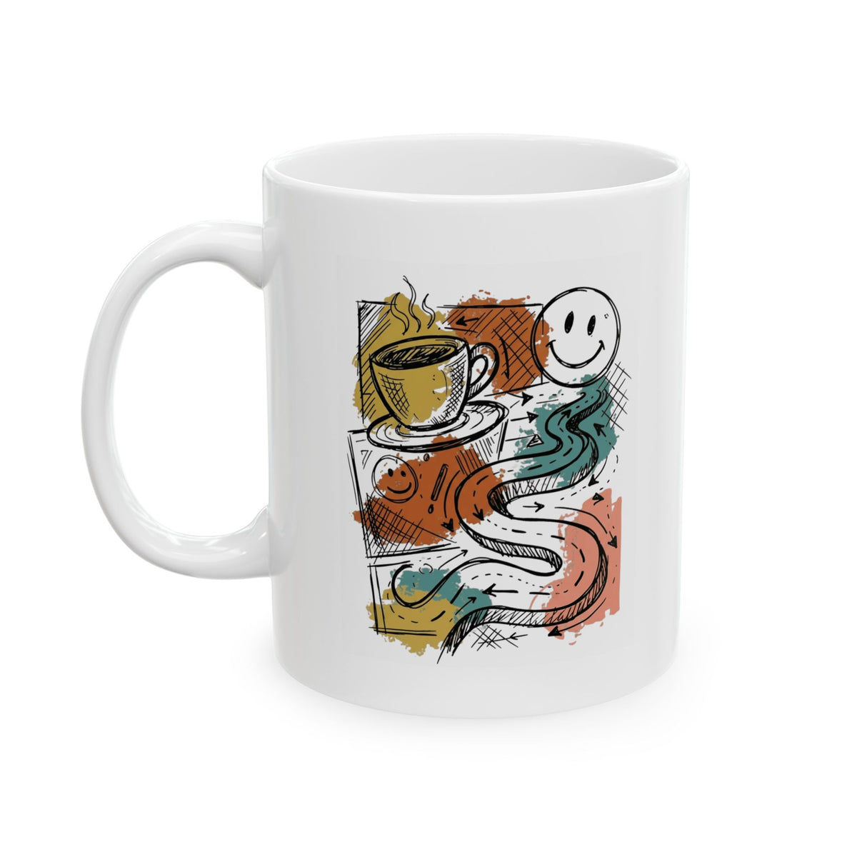 "Happy Coffee" White Ceramic Mug