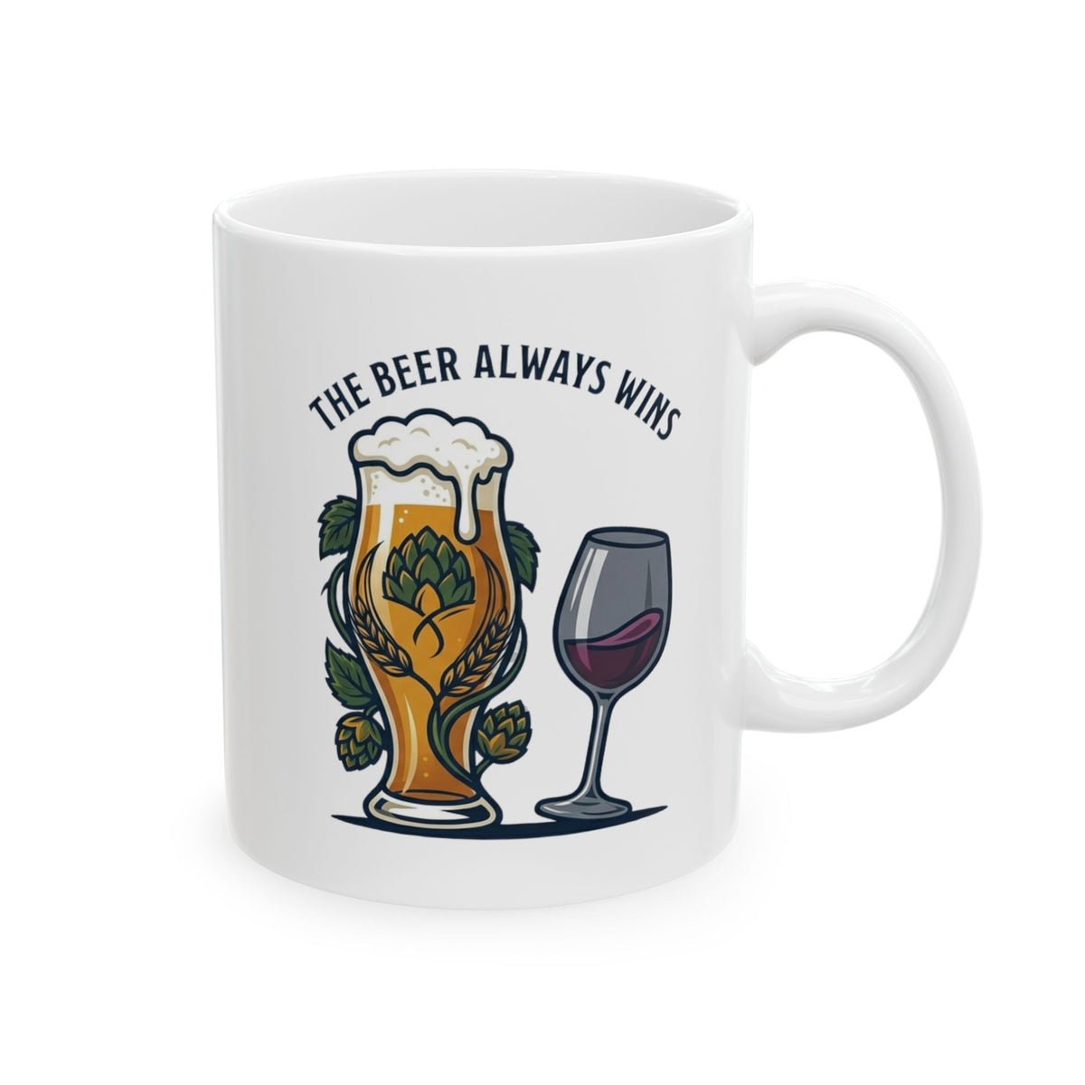 "The Beer Always Wins" White Ceramic Mug