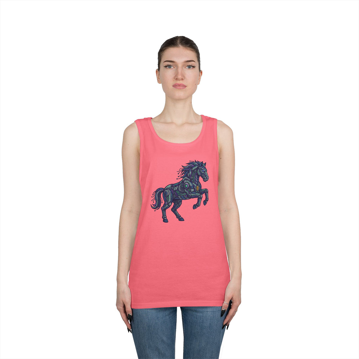 Color: Safety Pink | Cyber Mustang Tank Top