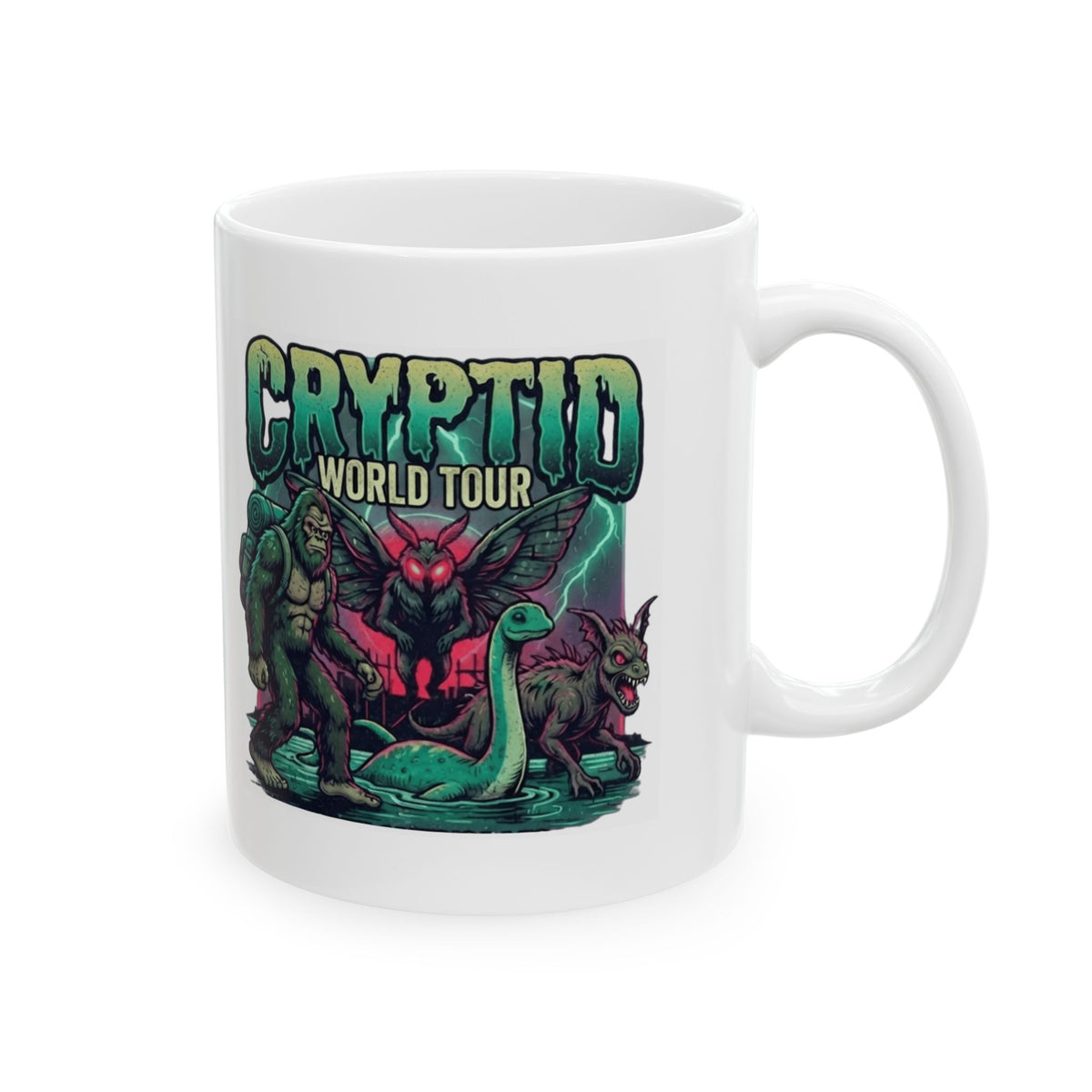 "Puzizia (Global-Cryptid Mashup) Cryptid World Tour" White Ceramic Mug
