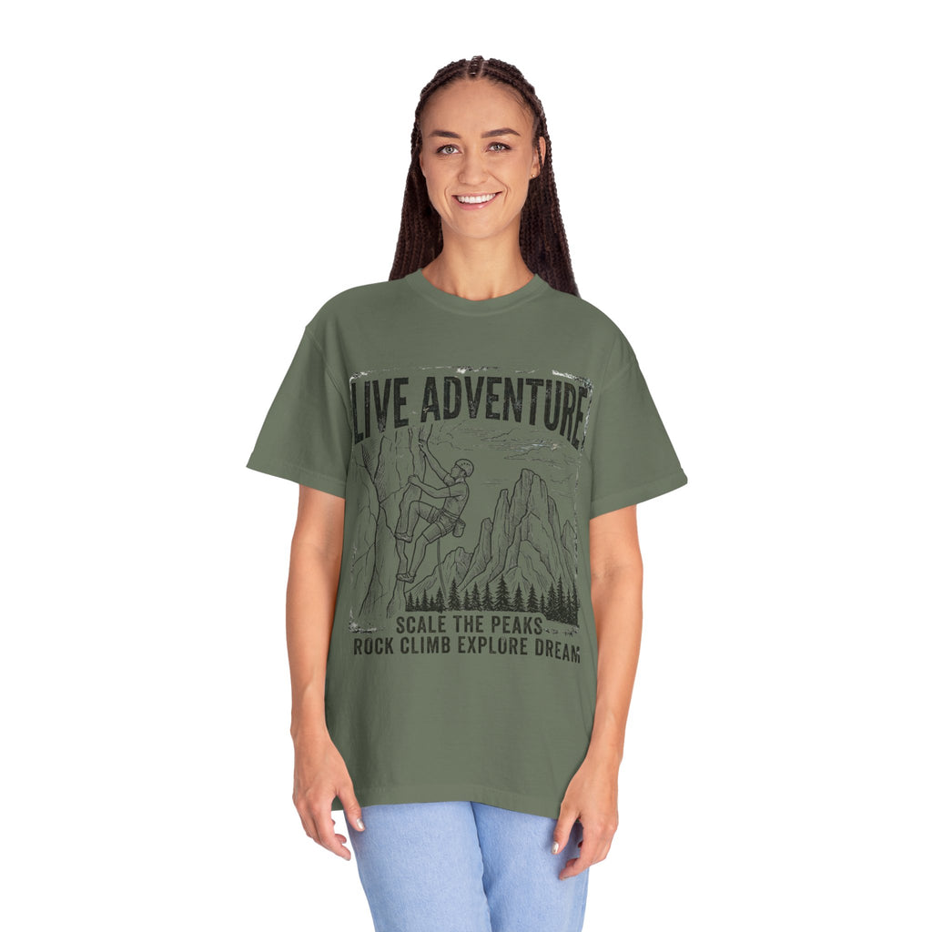 "Live Adventure - Climb" Unisex Garment-Dyed Tee