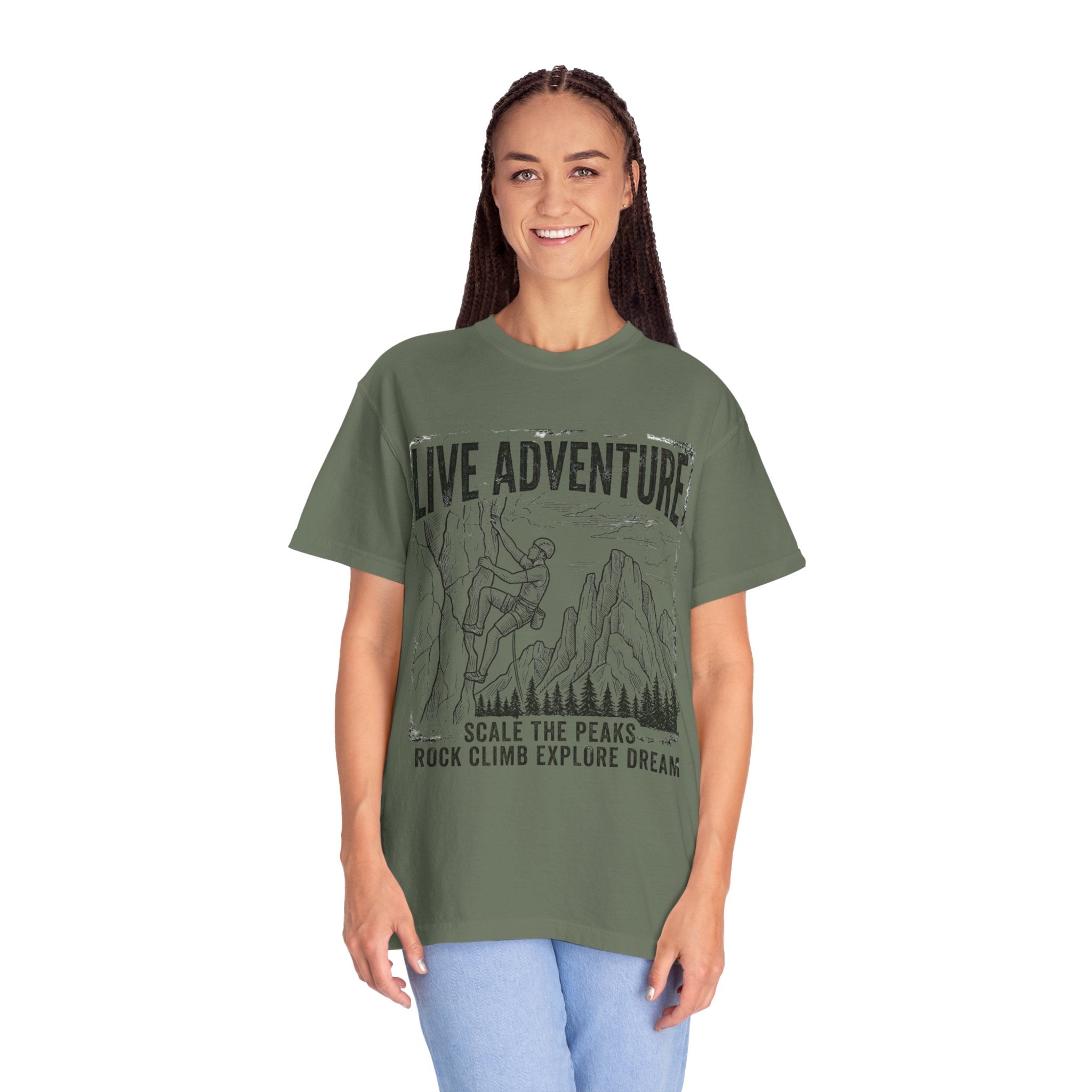 "Live Adventure - Climb" Unisex Garment-Dyed Tee
