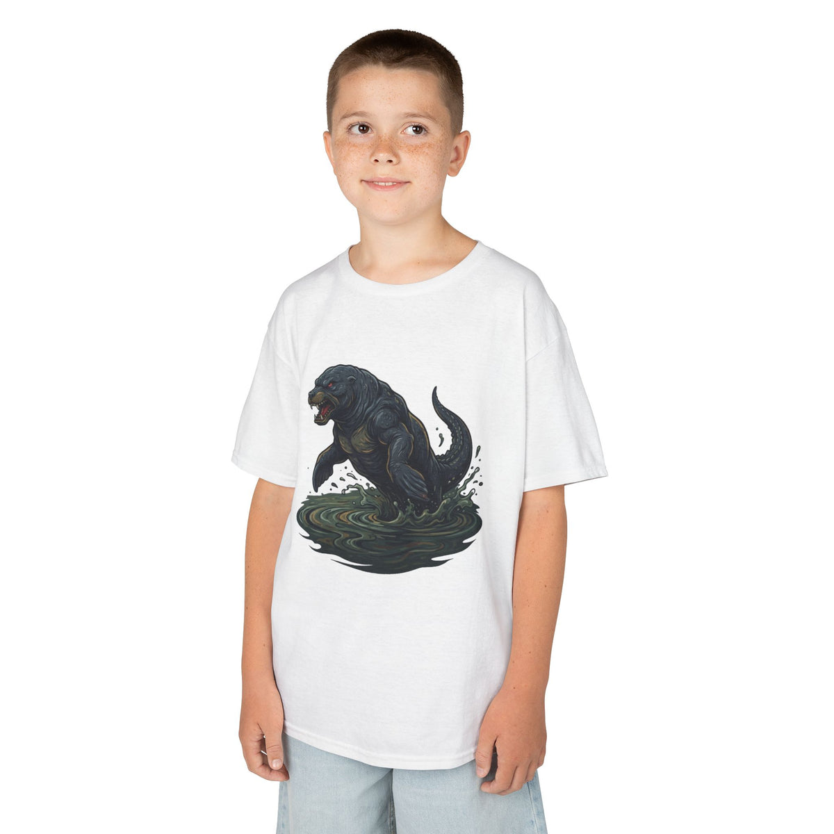 Color: White | Bunyip (Australian Aboriginal Mythology) Kids Tee