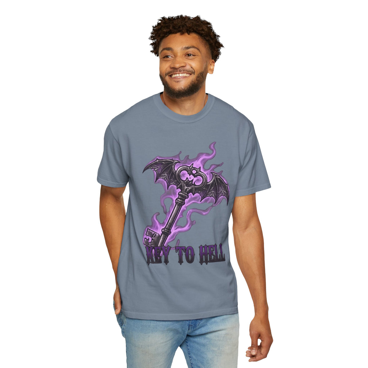 Color: Blue Jean | Skeleton Key Unisex Garment-Dyed Tee