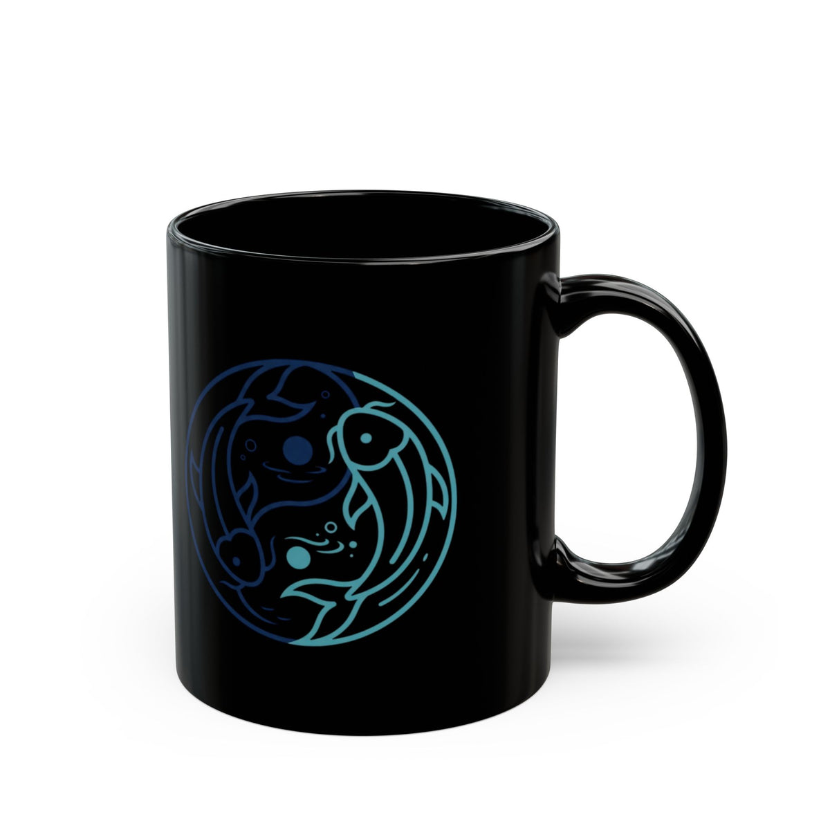 "Yin Yang Pisces" Black Ceramic Mug — Graphic