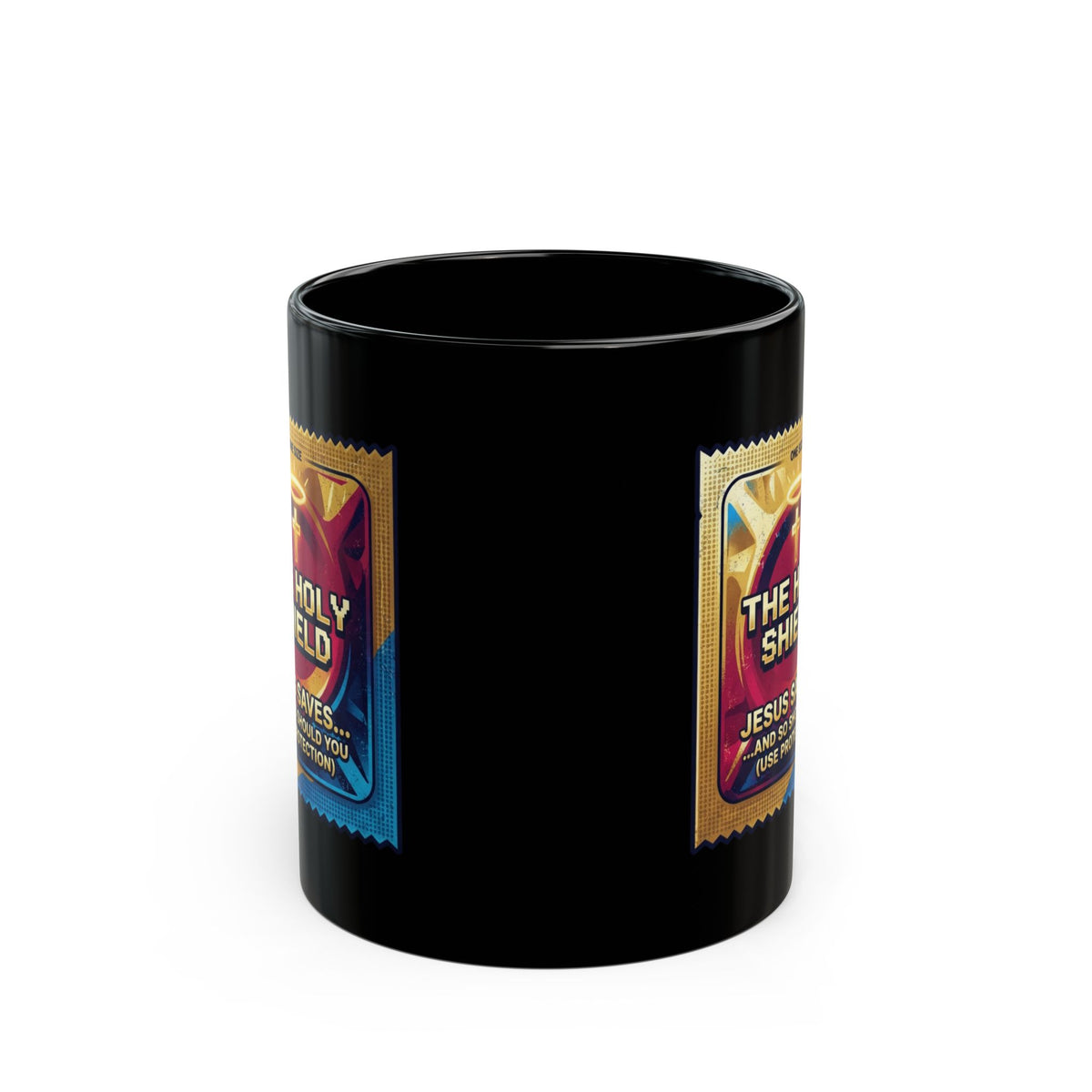 "Good Book Series The Holy Shield" Black Ceramic Mug
