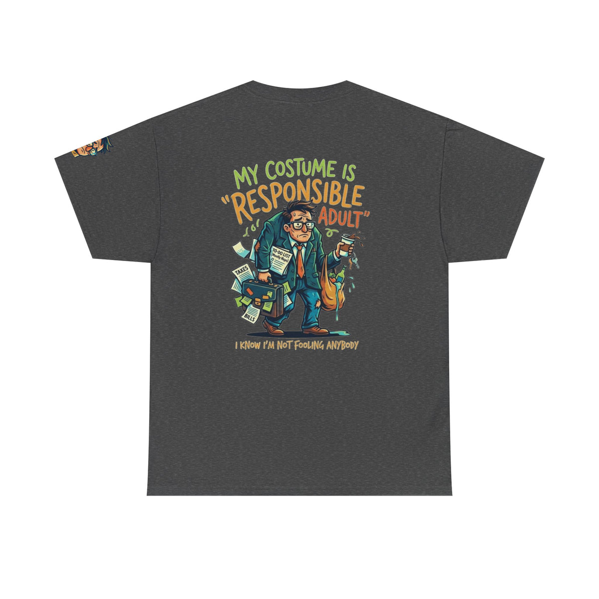 Color: Dark Heather | Responsible Adult Costume Premium Graphic Tee