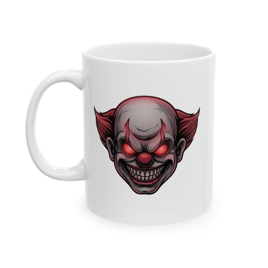 "Clown Play" White Ceramic Mug — Graphic