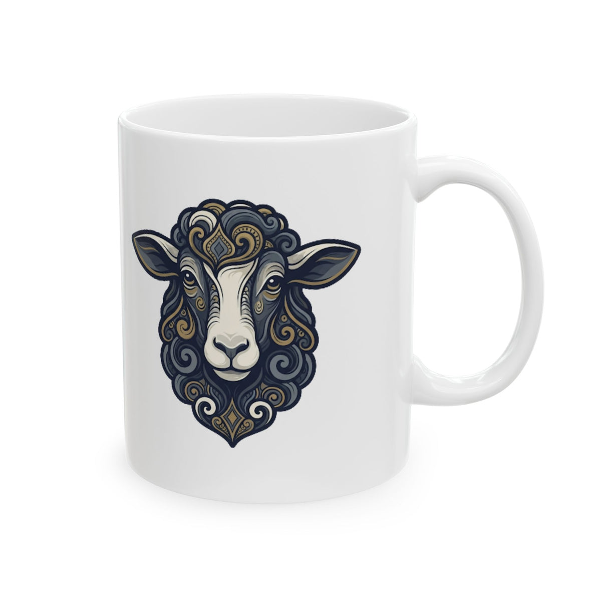 "Barnyard Sheep" White Ceramic Mug — Graphic