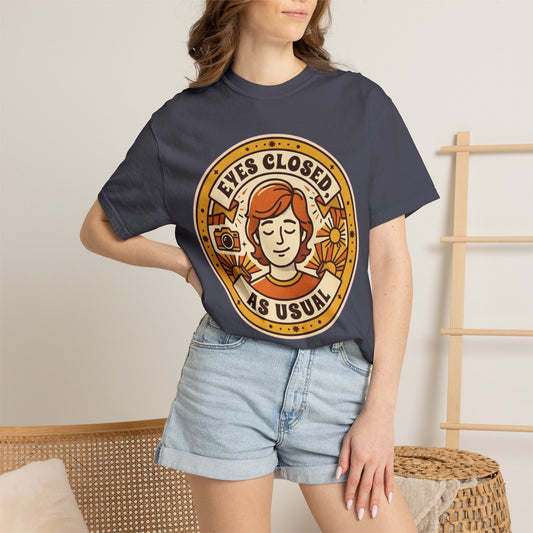Color: Navy | Eyes Closed As Usual Unisex Garment-Dyed Tee
