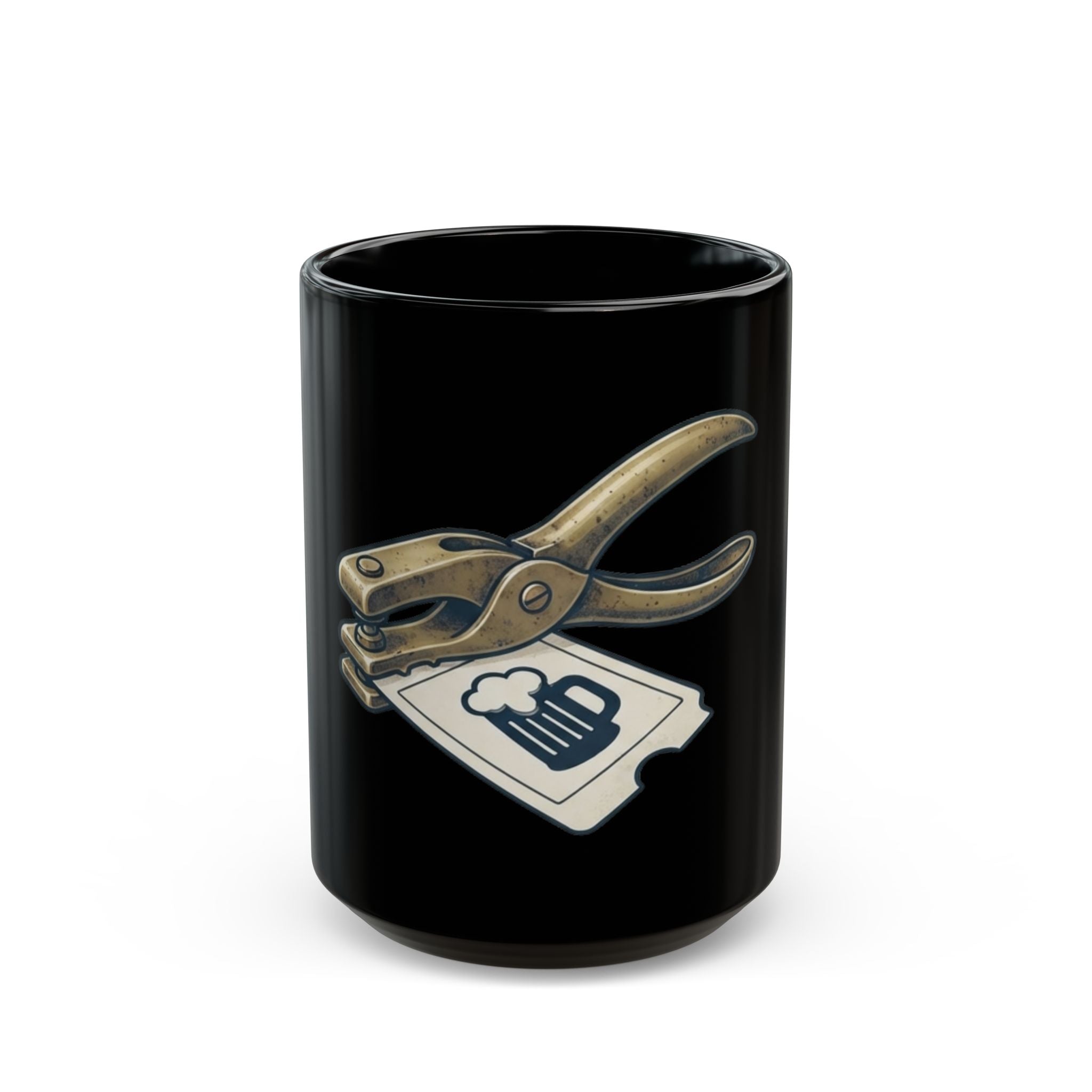 "One-Way Ticket Brewery" Black Ceramic Mug — Graphic