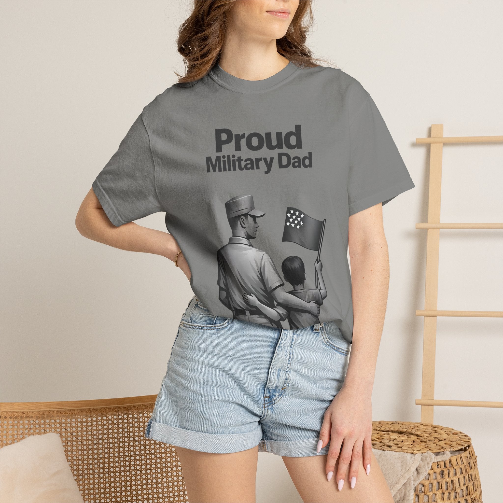 "Proud Military Dad" Unisex Garment-Dyed T-shirt